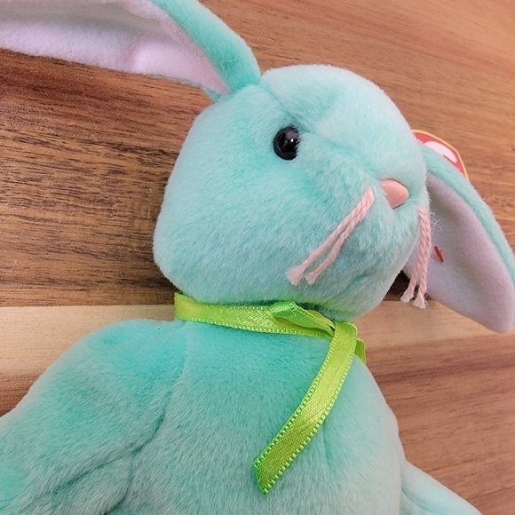 Vintage NWT Beanie Babies Hippity Green Bunny Plush 1996 P.V.C. Pellets 6-1-96 - Picture 7 of 16